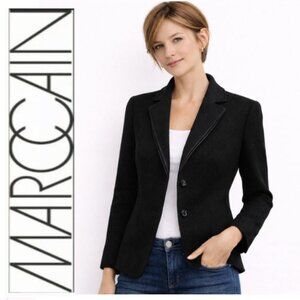 Marc Cain Textured Black Stretch Blazer Sport Jacket 2 Button Size 2 small